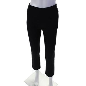 Massimo Dutti Womens Straight Leg Side Zipped Slide On Pants Black Size 2